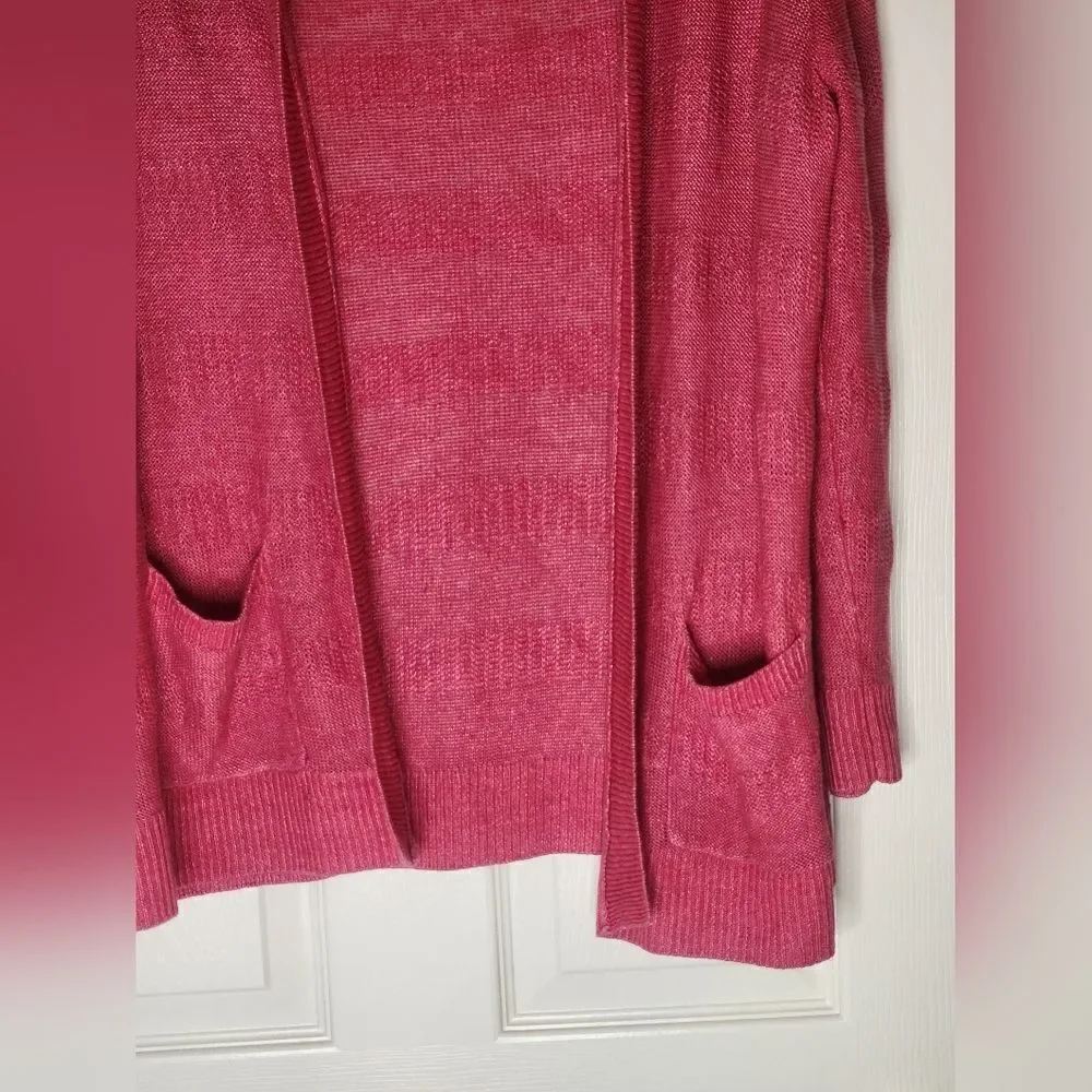 Talbots? L Raspberry Red LngSlv Pockets  Knit Women’s Opened Sweater Cardigan